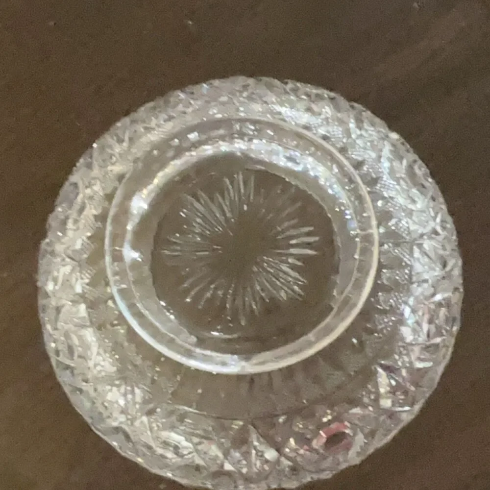 L.E. Smith Clear Cut Glass Decorative Bowl Starburst Sawtooth Rim 6